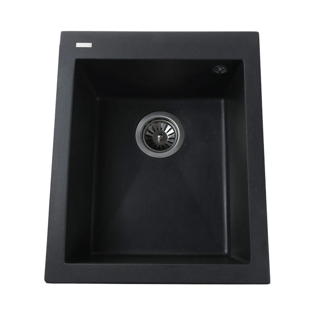Гранітна мийка Globus Lux LAMA 410х500-А0001, чорний металік- Фото 1